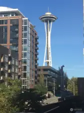 Looking east toward the iconic Space Needle and Seattle Center from the unit's deck.