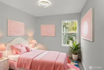Perfect bedroom for children upstairs! (virtually staged)