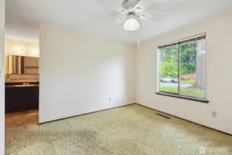 3/4 bath in the Primary- "hotel style" with the sink area away separate from the commode/shower area.  Second closet to the left.
