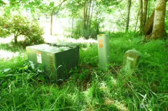 Comcast, PSE and telephone boxes.