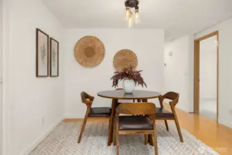 The kitchen nook is a wonderful flex space and could also be used as a seating area.
