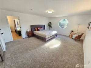 Large master bedroom with attached 5 piece bath.