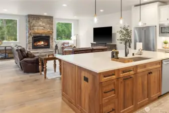 Open concept kitchen, dining, and living room