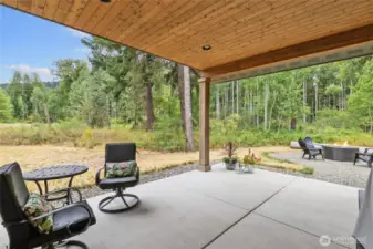 Back patio overlooking the propane fire pit.