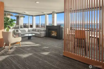 Sky terrace lounge with panoramic views of Elliott Bay