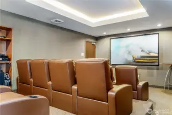 Movie Theater with high end projector, comfy recliners, Google Streamer