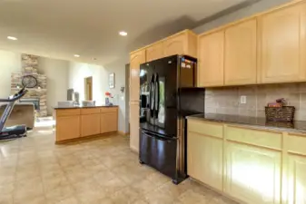 This angle from the kitchen shows the small breakfast bar.