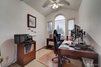 Alcove of primary bedroom suite. Used as office currently but use your imagination.