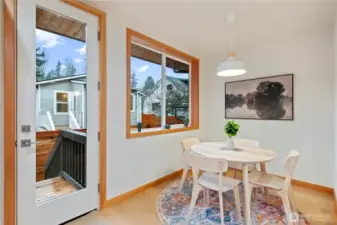 Dedicated dining area for you and your guests. Easy access to the fully fenced backyard through the back door.