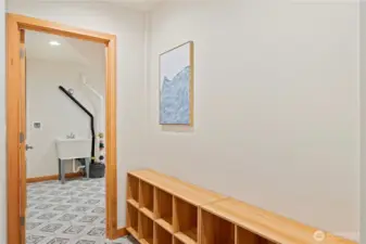 On the lower level you'll find heated tile floors along with a large closet for storage (closet not pictured).