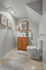 The lower level has a half-bath.