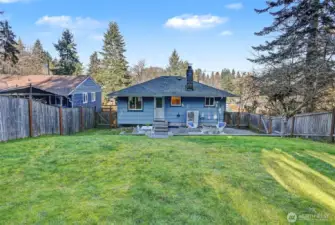 Large fully-fenced backyard.  Great for gardening or playing games.