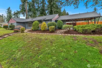 Large carport for two cars and extra storage