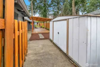 two sheds in the backyard