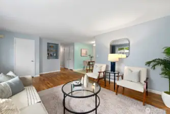 A programable thermostat is in the living room so you can remotely control the heat.