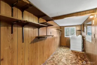 The laundry room is surprisingly long and has plenty of space for storage, your pantry, etc.