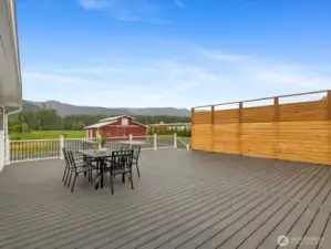 HUGE back deck with privacy screen for entertaining & enjoying