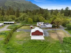 poured concrete patio behind barn would be perfect for events - client thinking of owning a wedding venue?