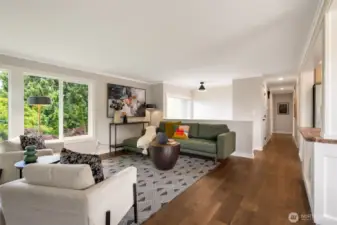 Hickory wood flooring.