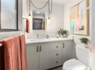 Primary Bath, new custom cabinet & shower