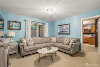 View of lower-level layout showing natural light and flexible use