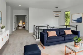 Open concept loft (virtually staged, photo of similar home in separate community)