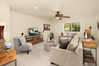 The large upstairs bonus room is as versatile as it is spacious — and with a closet, it easily doubles as a fifth bedroom.