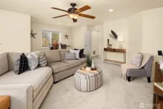 Another view of the generous bonus room — flexible enough for a media room, playroom, home office, or guest suite.