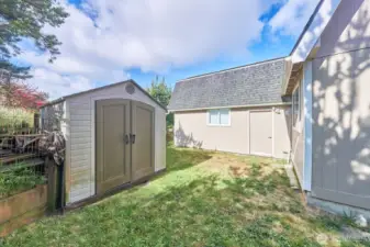 Storage shed for yard tools, clam guns etc