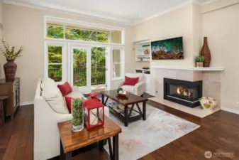 Living Room with Raised Ceiling