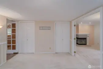 Dining Room with entrance to living room (with fireplace) and Kitchen