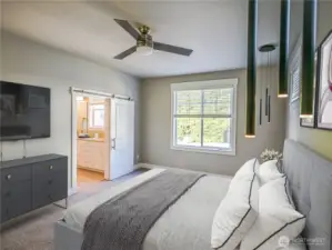 Ceiling fans have been added through out the home and on the back outdoor patio