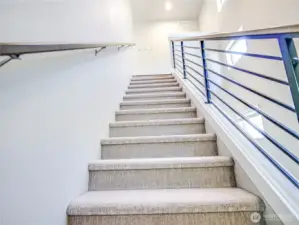 Staircase going up from entry level of home