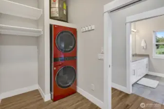 Full laundry inside large closet in ADU.