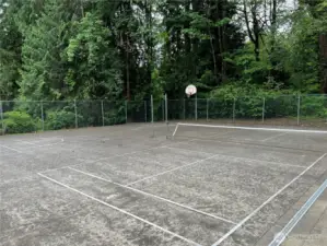 Sport court next to clubhouse.