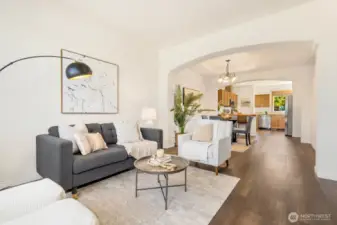 Open floorplan from living to kitchen!