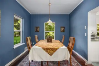 Windows look out onto the backyard garden and let in plenty of sunshine!