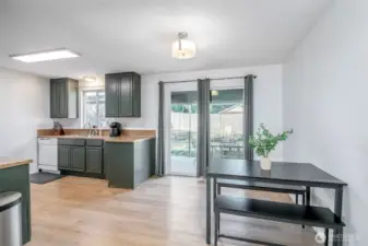 Nice open kitchen. All appliances stay.