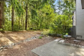 rare, private yard with room to entertain, garden, or simply relax