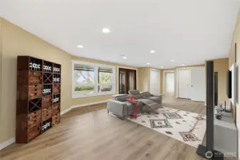 Basement family room with access to outside patio.