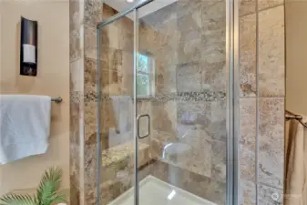 Stunning tile shower in the primary ensuite.