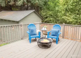 Large deck and private yard is inviting Spring, Summer & Fall.