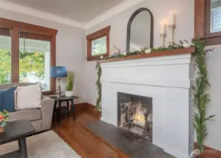 Cozy Fireplace and fresh paint of the walls feel like home for the holidays.