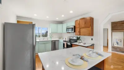 Another view of this stylish and functional kitchen.