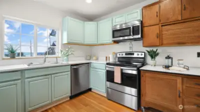 This perceptive showcasing the amount of storage and counterspace this kitchen has to offer!