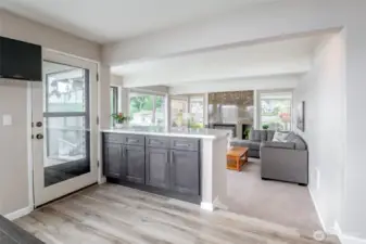 Door to deck and living room area
