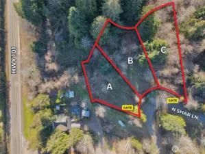 Overhead view with approximate boundaries in red.