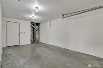 Interior of single car garage.