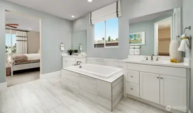 Photo illustrates deluxe primary bath layout. Photo from another division- Finishes will vary.