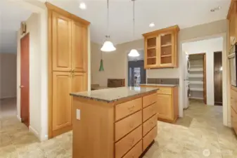 Island w/ storage (pantry off utility room in distance
